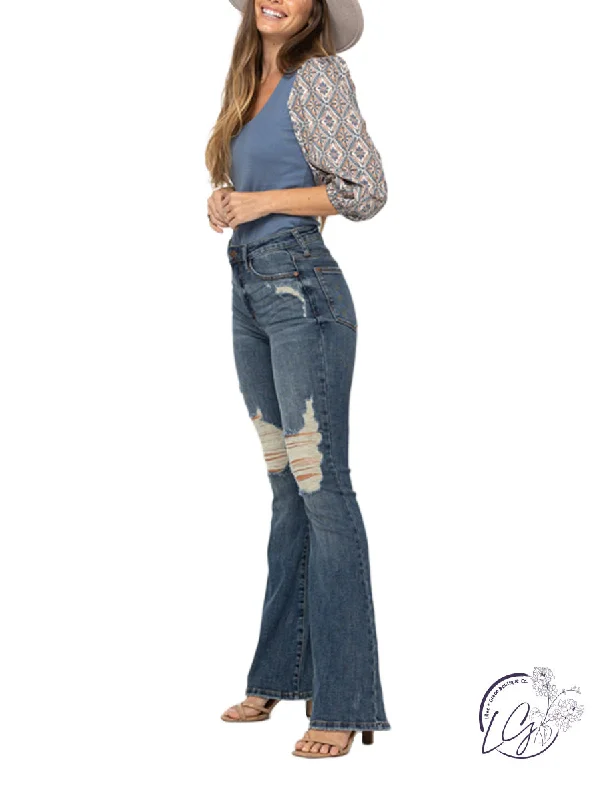 Desiree High-Rise Destroyed Flare By Judy Blue Luxurious Women's High -  end
