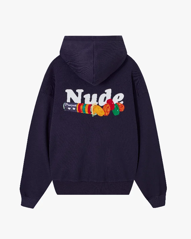 CHÉRIE HOODIE NAVY Cozy Women's Sherpa - lined