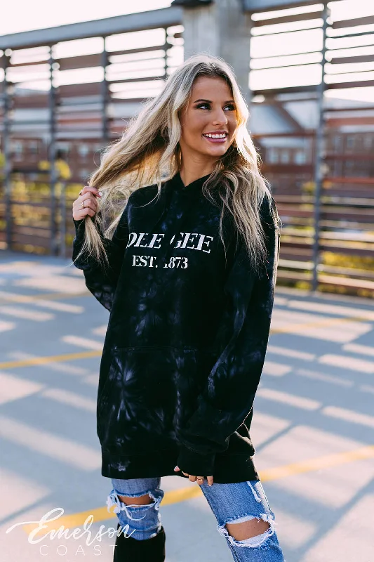 Dee Gee Black Tie Dye PR Hoodie Artistic Women's Hand - painted