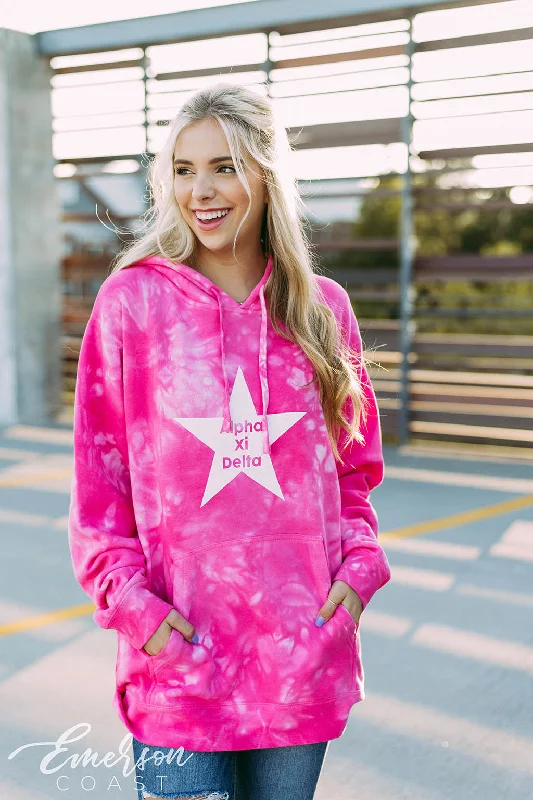 Alpha Xi Delta Star Tie Dye Hoodie Youthful Women's Anime - inspired