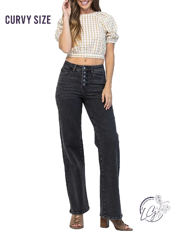 Curvy Nellie High-Rise Button Fly Trouser by Judy Blue Sustainable Organic