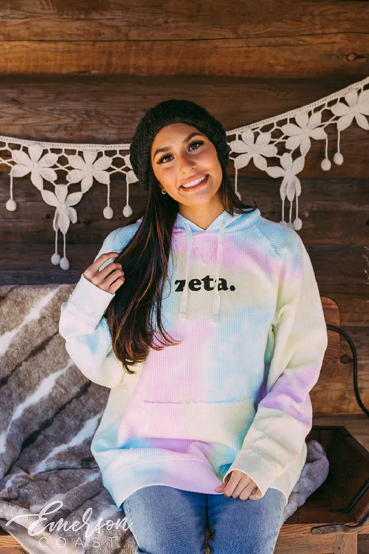 Zeta Tie Dye Corduroy Hoodie Dapper Women's Bow - adorned