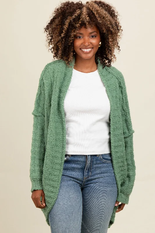 Olive Chunky Knit Dolman Cardigan