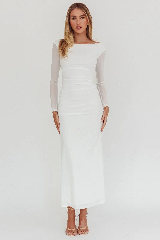 In Blooms Off Shoulder Maxi Dress Off White Streetwear Style for 