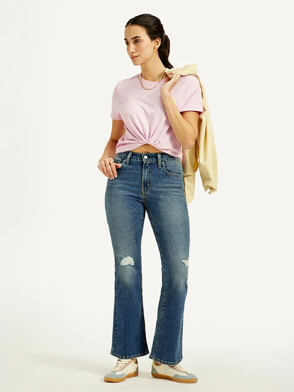 Women's High Rise 726 Slim Flare Fit Blue Jeans Casual Women's Japanese 