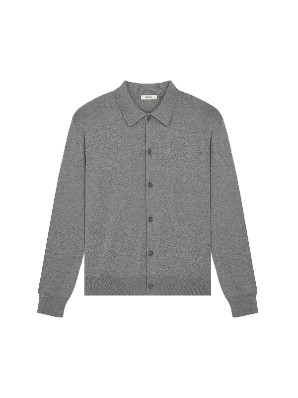 Mens DNA Knitted Collared Shirt—grey marl Scandinavian