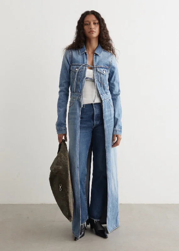 Tie Front Denim Trucker Jacket Practical Women's Multi - 