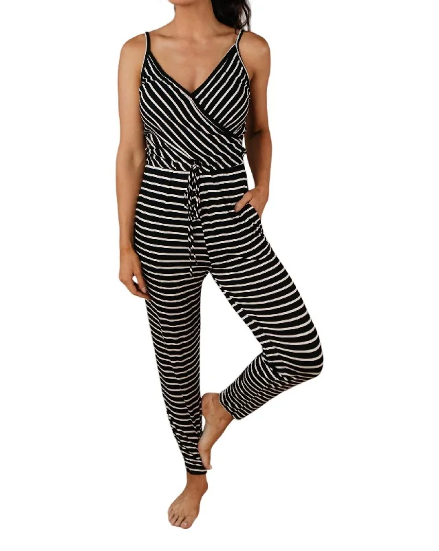 Surplice Jumpsuit In Black Dynamic Women's High - energy