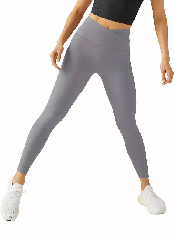 At Your Leisure High Waisted Midi Leggings In Cloud Gray Heather Traditional Women's 