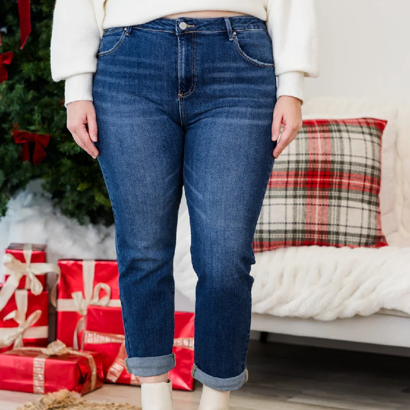 Ease My Mind Jeans, Dark Wash Confident Women's High - fashion