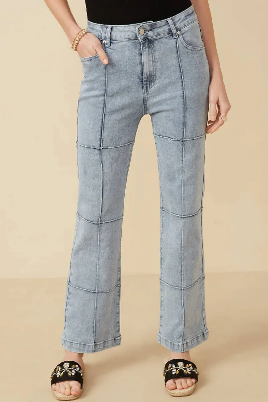 Washed Paneled Detail Denim Jeans In Light Denim Practical Women's Multi - 