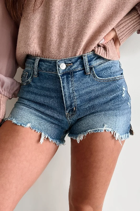 Problem Solved Mid Rise Kancan Denim Shorts (Medium) Earthy Women's Hemp - based