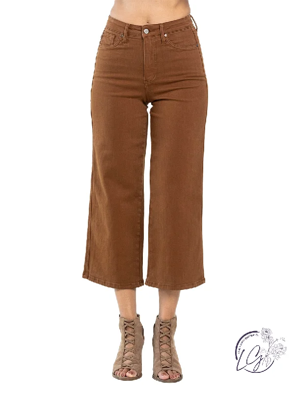 Daphne Camel Wide Leg Jeans By Judy Blue Elegant Women's Formal 