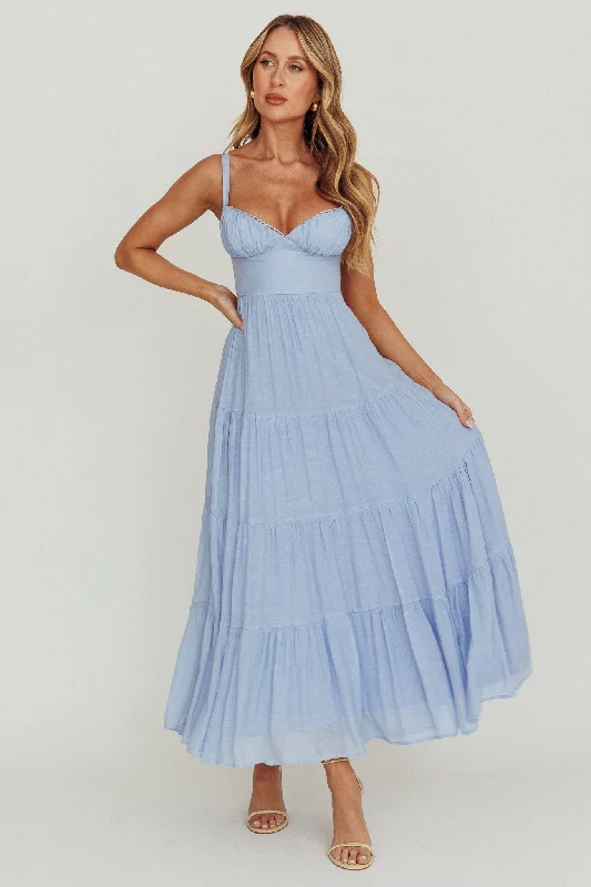 Neptune Cut Out Back A-Line Maxi Dress Blue Refined Women's Hand - crafted