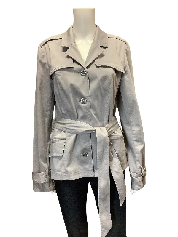 White House Black Market Women's Jacket Grey Belted Size: 12