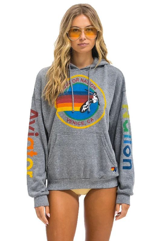 AVIATOR NATION RELAXED PULLOVER HOODIE - HEATHER GREY