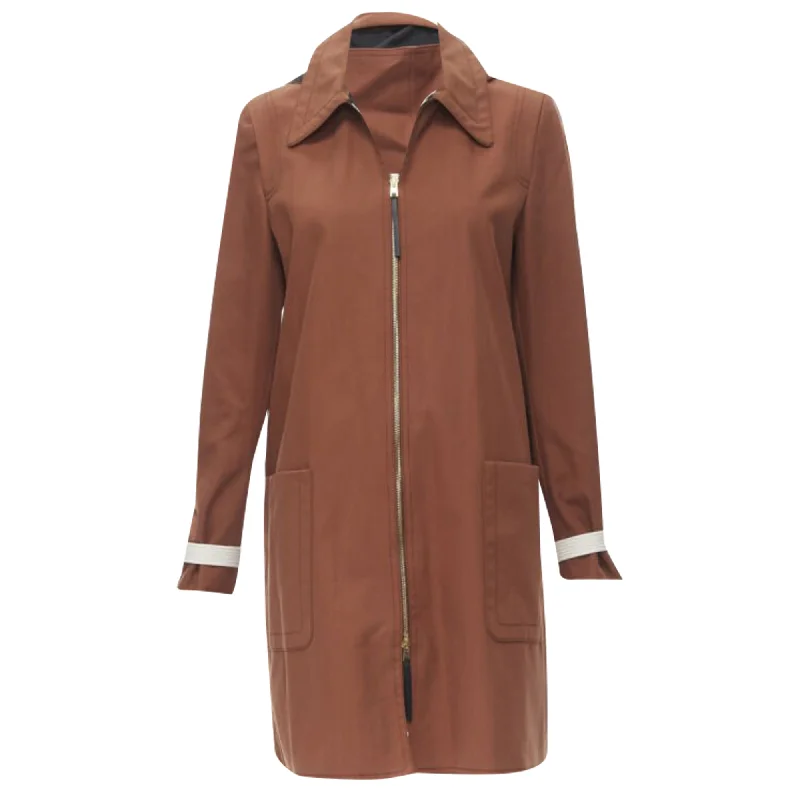 Marni brick cotton strapped cuff zip hooded overcoat Cool Women's Skate