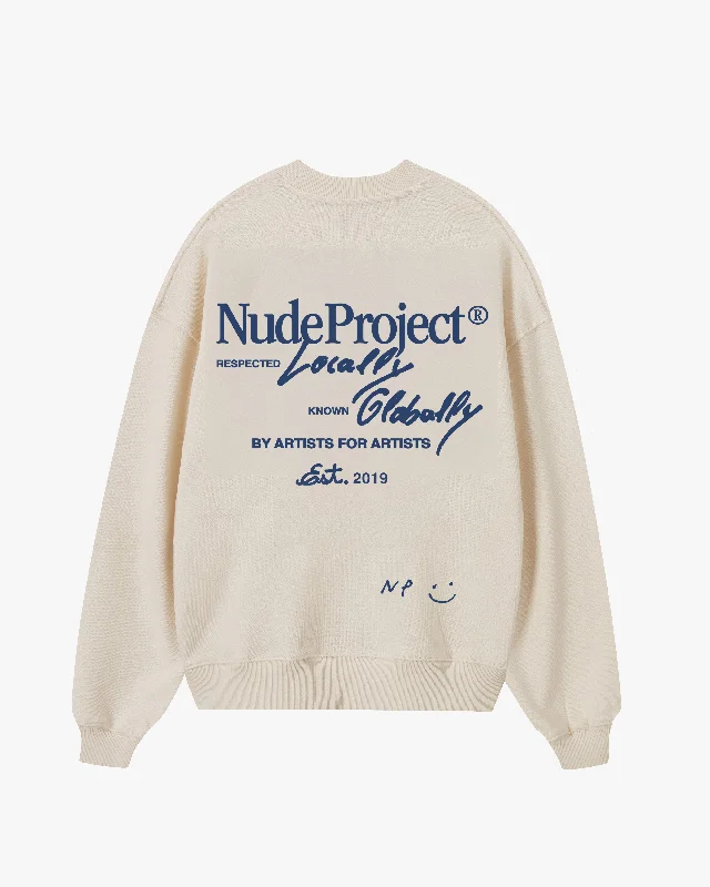 GLOBAL SOON CREWNECK MARSHMALLOW Relaxed Women's Beachy