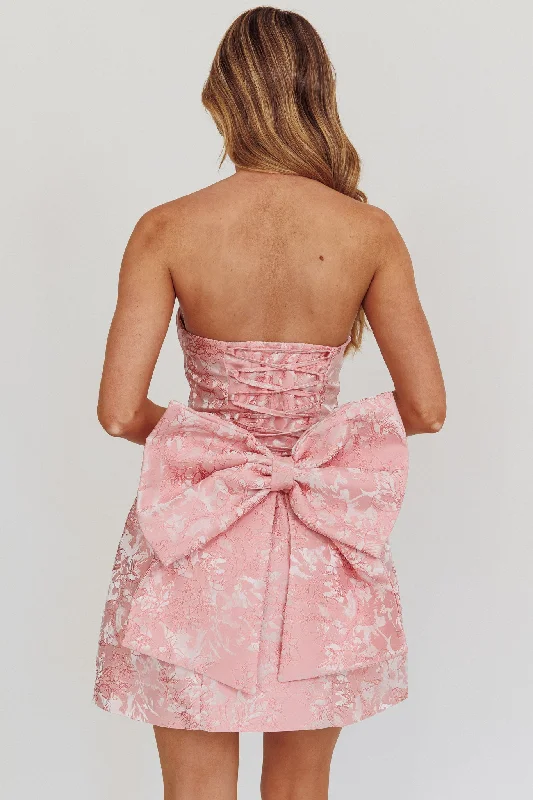 Melty Kisses Bow Mini Dress Pink Traditional Women's Wool