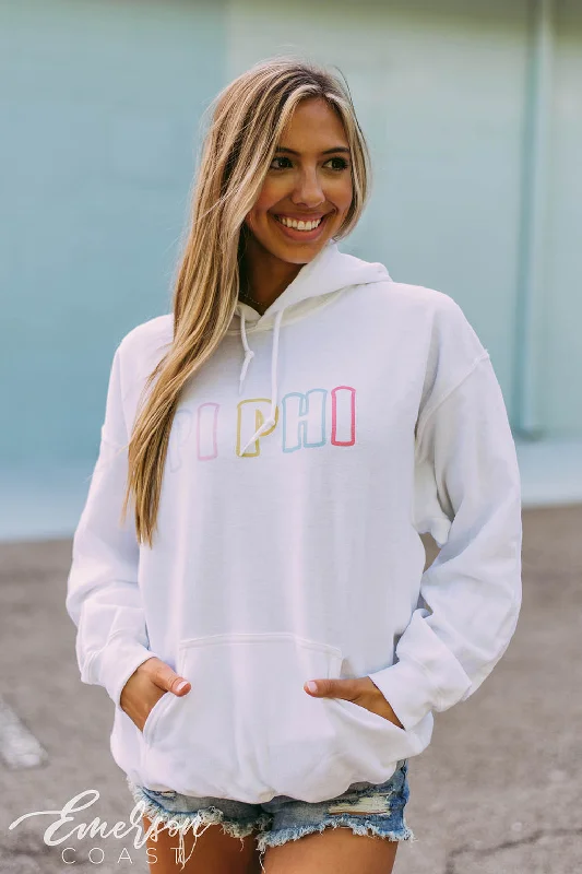 Pi Phi Multicolor Simple PR Hoodie Bold Women's Statement