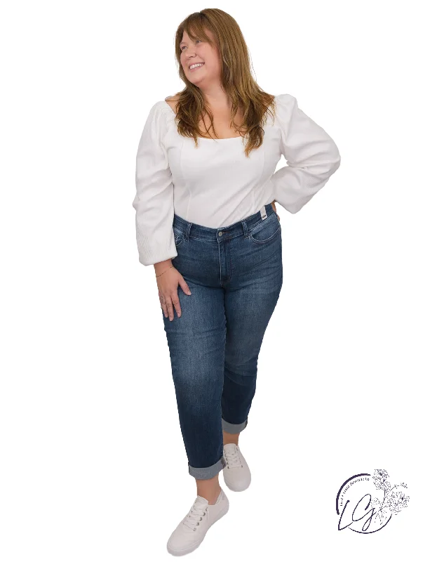 Curvy Barrett Cuffed Slim Fit Jean By Judy Blue Sporty Women's Athleisure 