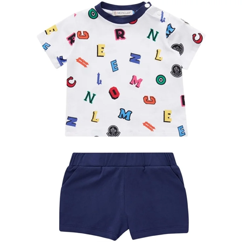 Moncler T-Shirt og Shorts Sæt White & Blue