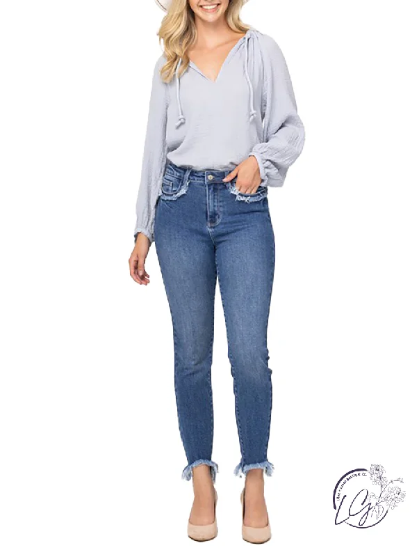 Curvy Addison High-Rise Fringed Slim Fit by Judy Blue Sharp Women's Italian