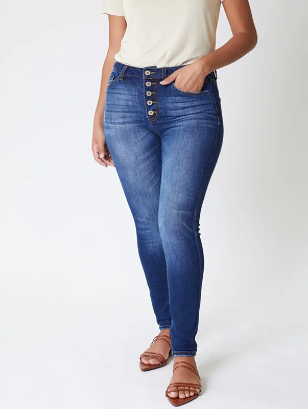 Kassidy High-Rise Button Fly Jean by KanCan Feminine Women's Style 