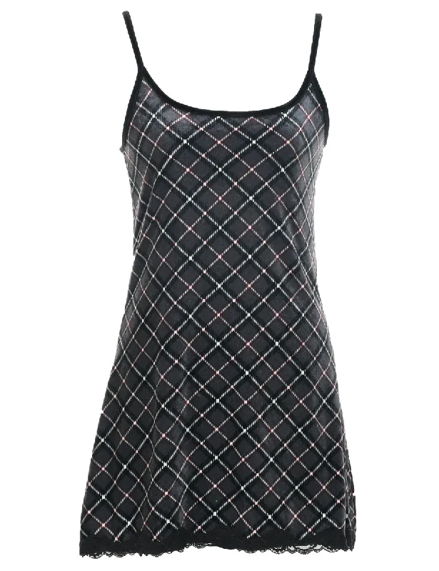 Velvet Checked Evening Dress - XS Trendy Women's Oversized