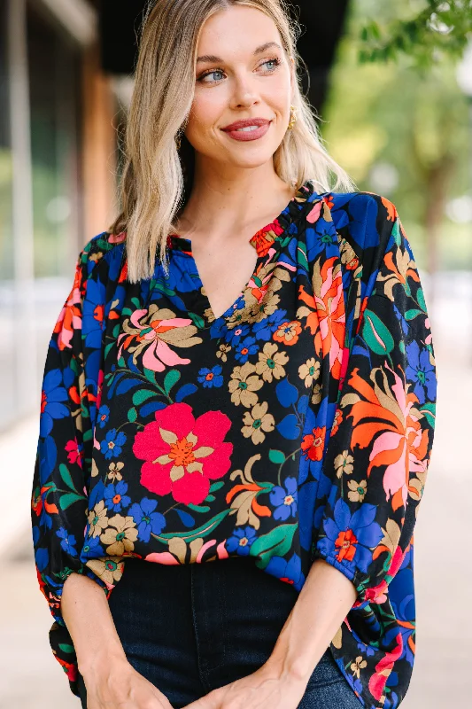 All The Love Black Floral Blouse Sustainable Organic