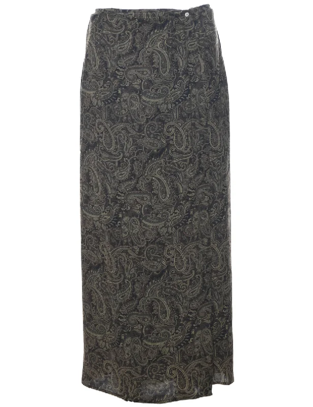 Paisley Print Maxi Skirt - M Preppy Women's College