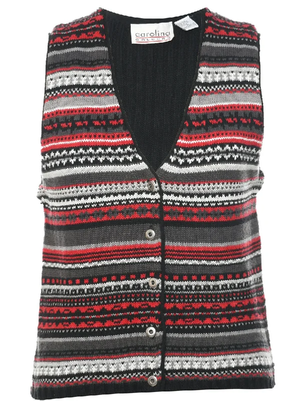 Multi-colour Christmas Vest - M Athletic Women's High - 