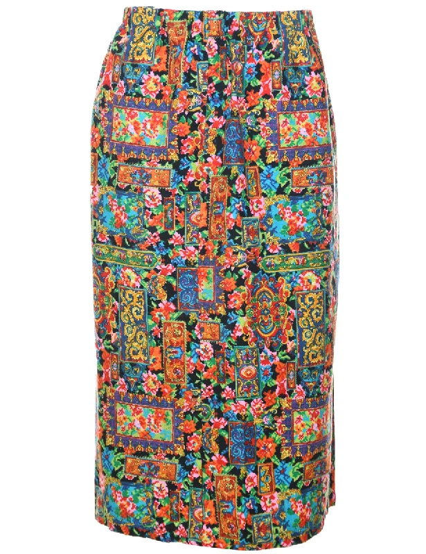 Abstract Print Maxi Skirt - L Refined Women's Velvet