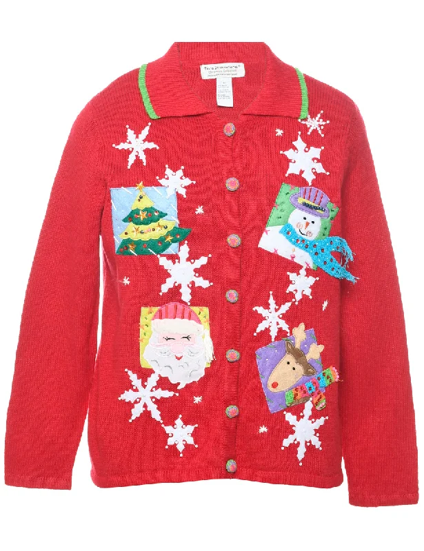 Snowfall Design Christmas Cardigan - M French