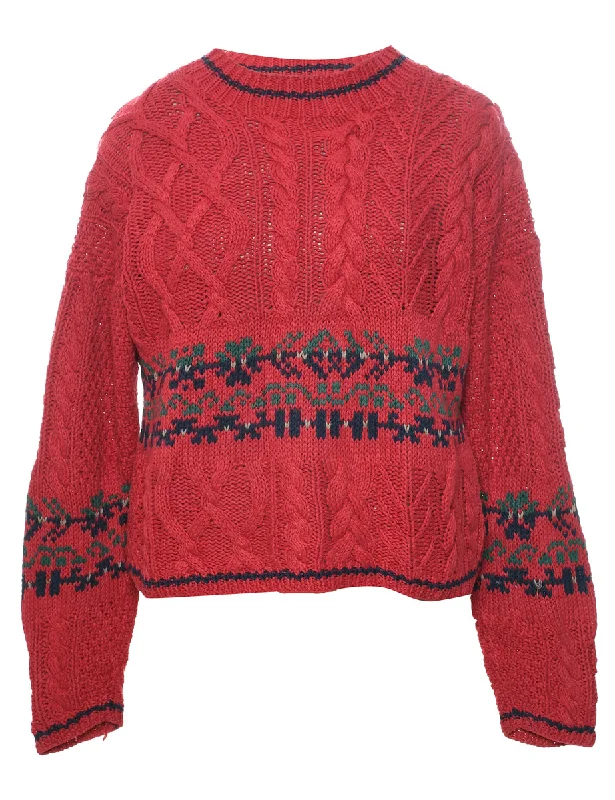 Cable Knit Jumper - M Bohemian Women's Free