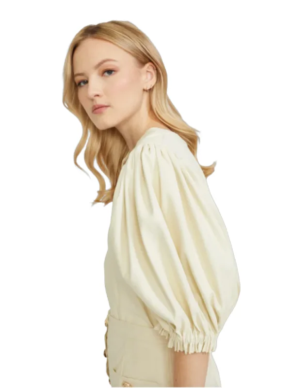 Stellah Vegan Leather Balloon Sleeve Top Bold Women's Animal Print