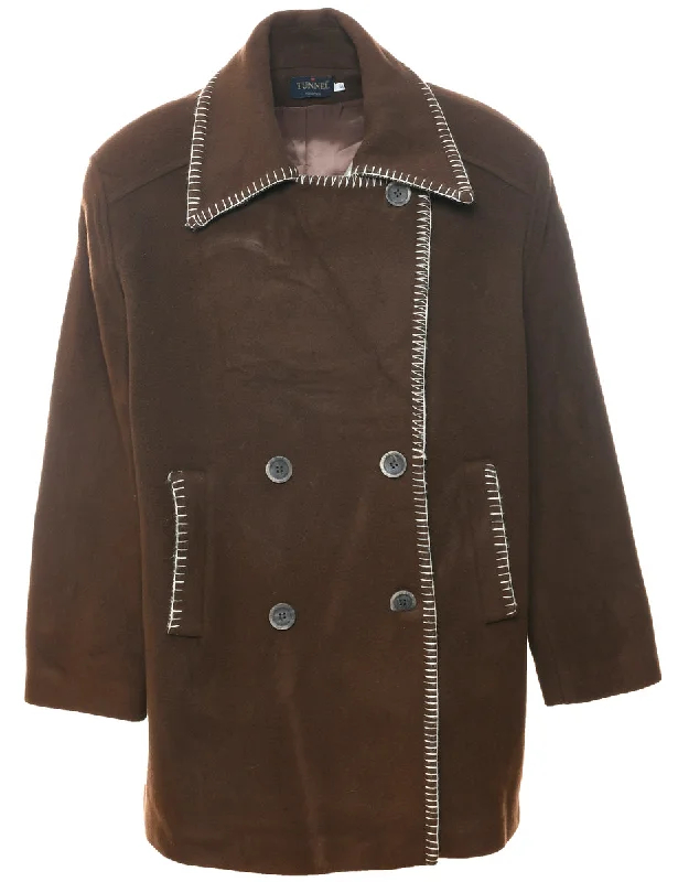 Double Breasted Wool Coat - XL Practical Women's Quick - dry