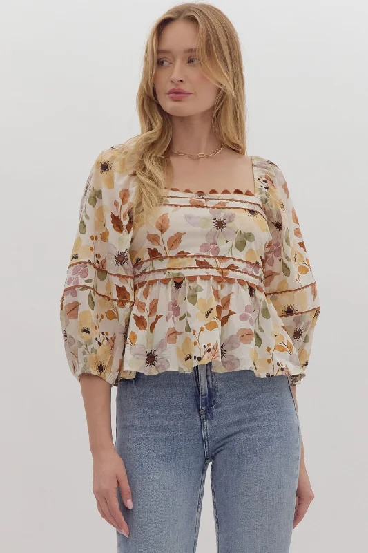 Blue Combo Top Stylish Women's Tropical 