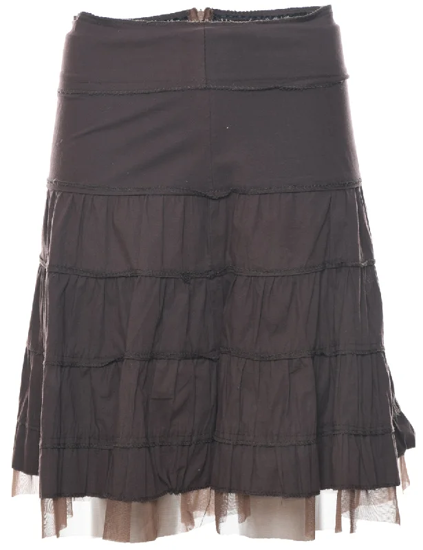 Dark Brown Flared Skirt - S Athletic Women's 