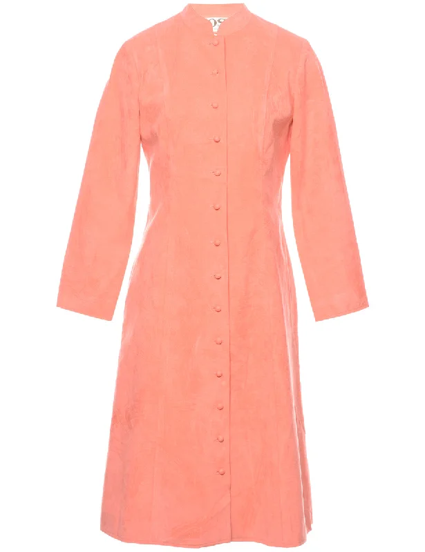 1970s Salmon Pink Dress - M Feminine Women's Soft 