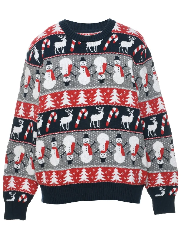 Snowman Multi-colour Jumper - L Sporty Women's Tennis