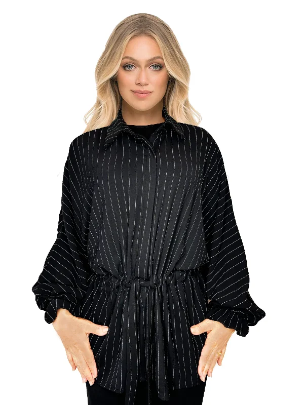 Unigirl Pinstripe Tuck Top Vintage Women's 1970S 