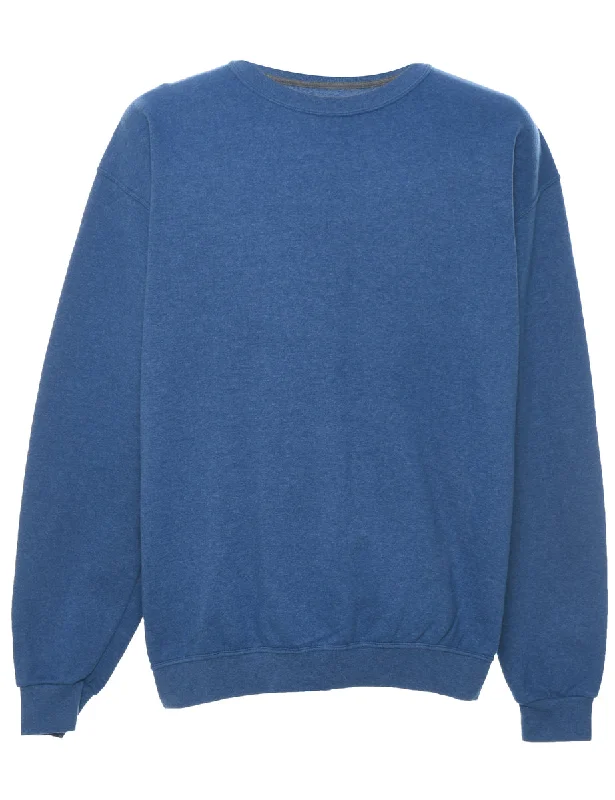 Blue Plain Sweatshirt - XL Casual Women's Japanese 