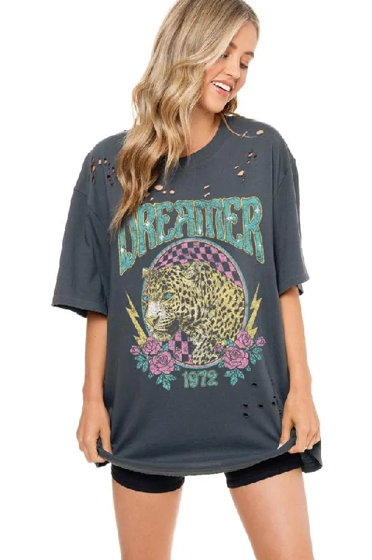 Vintage Leopard Dreamer Graphic Tee Vintage Women's 1970S 