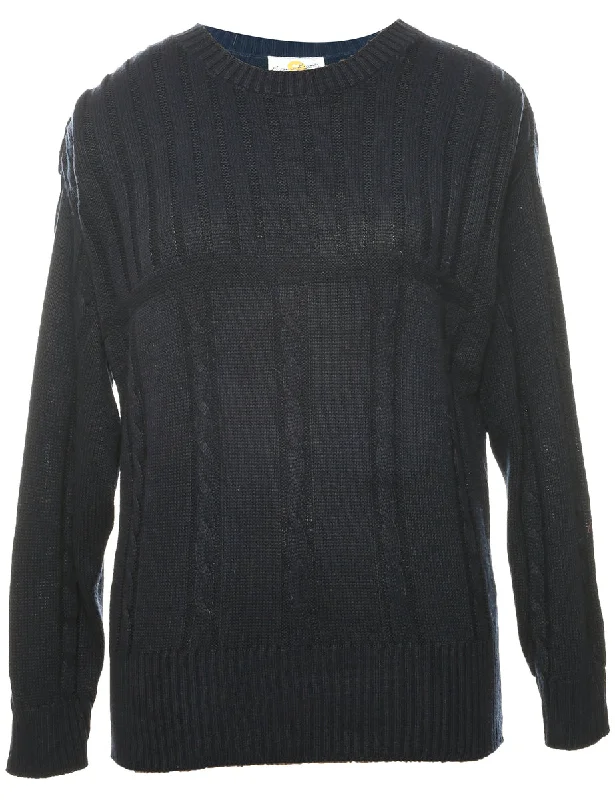 Cable Knit Jumper - L Monochromatic Office Style