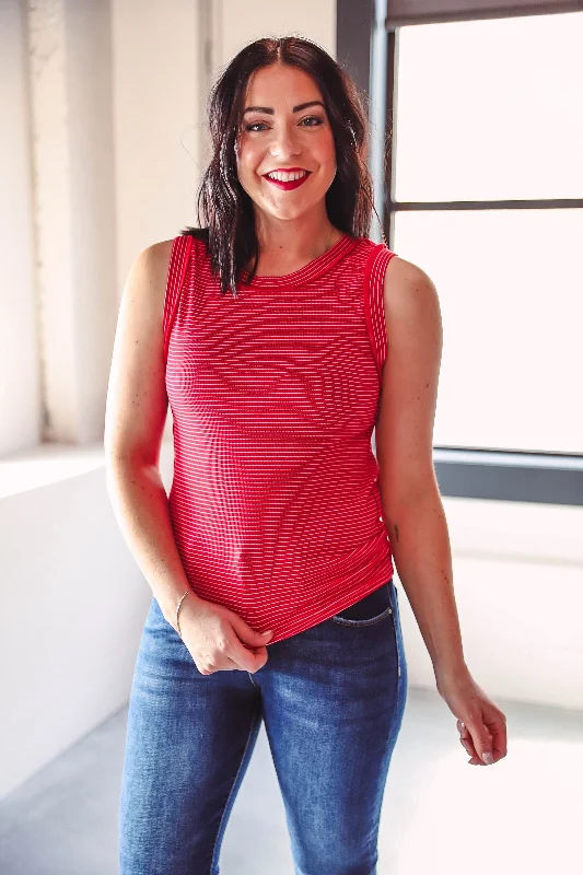 Emerie Striped Tank-Red Elegant Women's Formal 