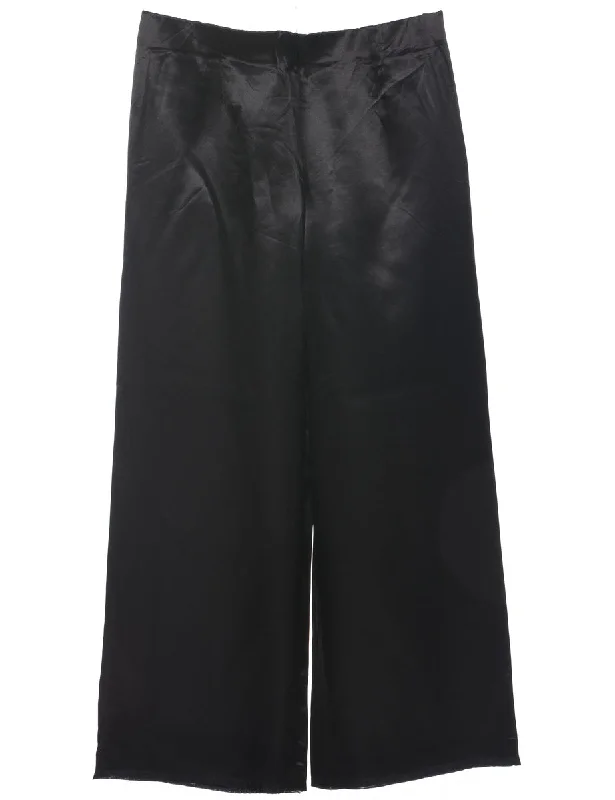 Flared Leg Black Trousers - W31 L30 Classic Women's Pin - striped