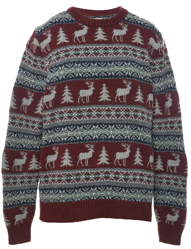 St John's Bay Nordic Jumper - L Artistic Women's Hand - painted