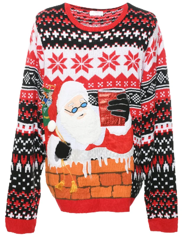 Santa Claus Christmas Jumper - XL Classic Women's Tweed