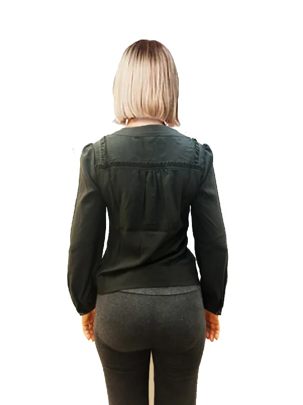Vertigo Long Sleeve Front Button Pocket Top Sophisticated Women's 